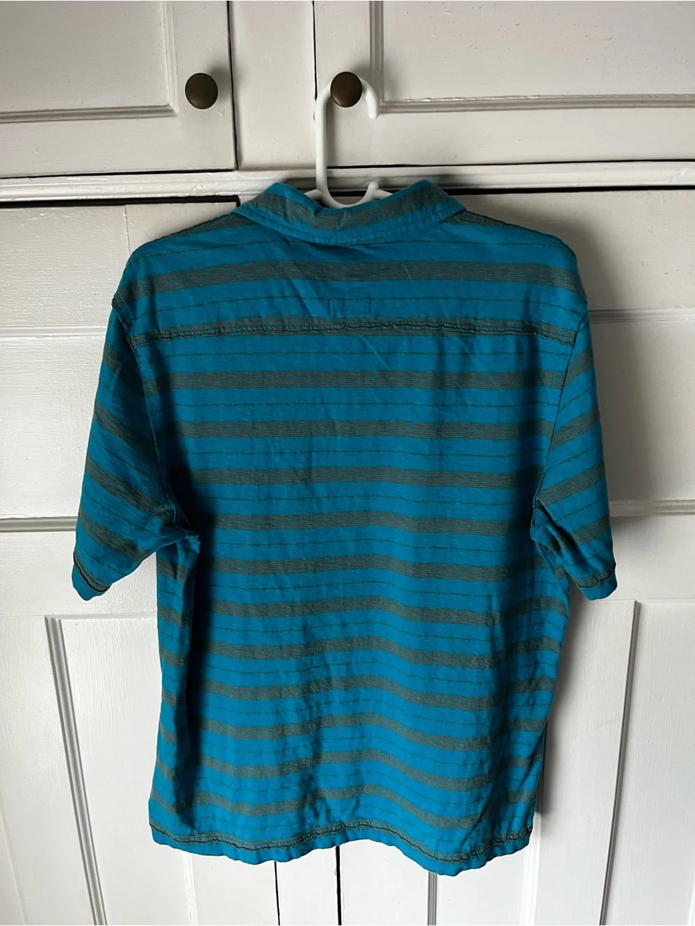 The North Face - Teal & Gray Striped Polo Shirt - Men’s Size L